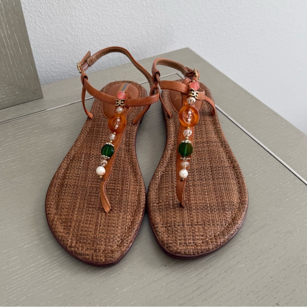 Sam Edelman Gigi Beaded Sandals - Tan